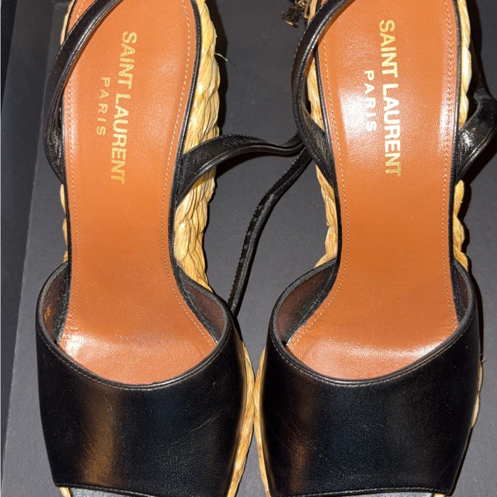 Yves Saint Laurent Black and Tan Wedges